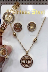Stainless steel jewelry Necklace Earrings Ring bracelet set Wholesale