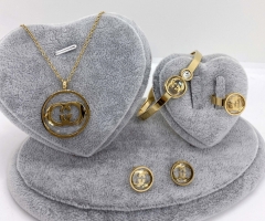 Stainless steel jewelry Necklace Earrings Ring bracelet set Wholesale