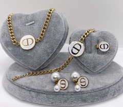 Stainless steel jewelry Necklace Earrings Ring bracelet set Wholesale