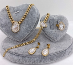 Stainless steel jewelry Necklace Earrings Ring bracelet set Wholesale