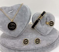 Stainless steel jewelry Necklace Earrings Ring bracelet set Wholesale