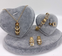 Stainless steel jewelry Necklace Earrings Ring bracelet set Wholesale