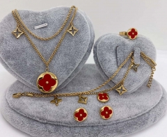 Stainless steel jewelry Necklace Earrings Ring bracelet set Wholesale