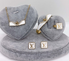 Stainless steel jewelry Necklace Earrings Ring bracelet set Wholesale