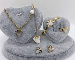 Stainless steel jewelry Necklace Earrings Ring bracelet set Wholesale