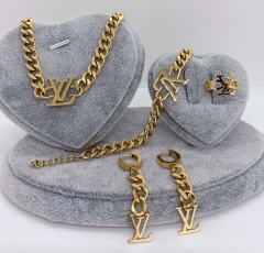Stainless steel jewelry Necklace Earrings Ring bracelet set Wholesale