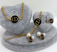 Stainless steel jewelry Necklace Earrings Ring bracelet set Wholesale