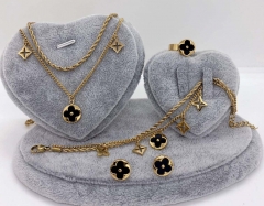 Stainless steel jewelry Necklace Earrings Ring bracelet set Wholesale