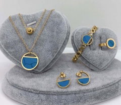 Stainless steel jewelry Necklace Earrings Ring bracelet set Wholesale