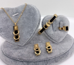 Stainless steel jewelry Necklace Earrings Ring bracelet set Wholesale