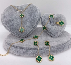Stainless steel jewelry Necklace Earrings Ring bracelet set Wholesale