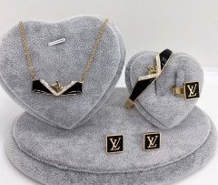 Stainless steel jewelry Necklace Earrings Ring bracelet set Wholesale
