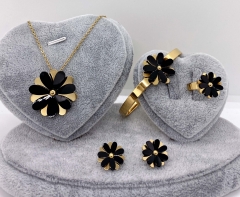 Stainless steel jewelry Necklace Earrings Ring bracelet set Wholesale