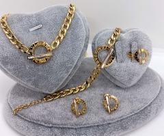 Stainless steel jewelry Necklace Earrings Ring bracelet set Wholesale