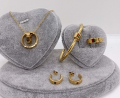 Stainless steel jewelry Necklace Earrings Ring bracelet set Wholesale