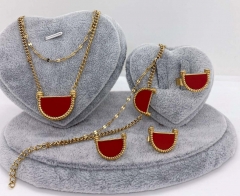Stainless steel jewelry Necklace Earrings Ring bracelet set Wholesale