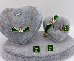 Stainless steel jewelry Necklace Earrings Ring bracelet set Wholesale