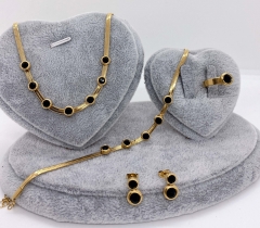 Stainless steel jewelry Necklace Earrings Ring bracelet set Wholesale