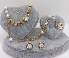 Stainless steel jewelry Necklace Earrings Ring bracelet set Wholesale