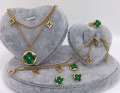 Stainless steel jewelry Necklace Earrings Ring bracelet set Wholesale