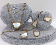 Stainless steel jewelry Necklace Earrings Ring bracelet set Wholesale