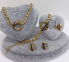 Stainless steel jewelry Necklace Earrings Ring bracelet set Wholesale