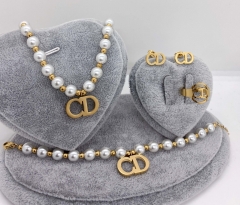 Stainless steel jewelry Necklace Earrings Ring bracelet set Wholesale