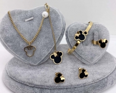 Stainless steel jewelry Necklace Earrings Ring bracelet set Wholesale