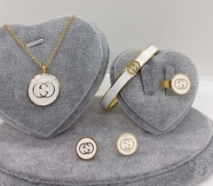 Stainless steel jewelry Necklace Earrings Ring bracelet set Wholesale