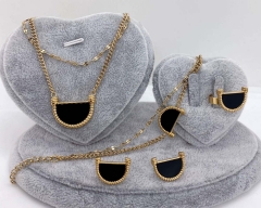Stainless steel jewelry Necklace Earrings Ring bracelet set Wholesale