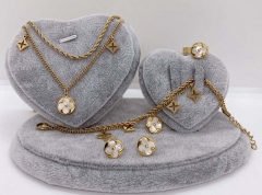 Stainless steel jewelry Necklace Earrings Ring bracelet set Wholesale