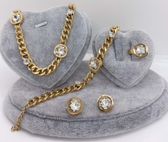 Stainless steel jewelry Necklace Earrings Ring bracelet set Wholesale