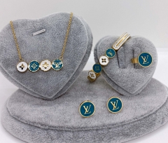 Stainless steel jewelry Necklace Earrings Ring bracelet set Wholesale