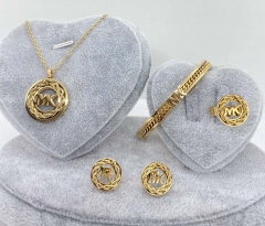 Stainless steel jewelry Necklace Earrings Ring bracelet set Wholesale