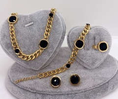 Stainless steel jewelry Necklace Earrings Ring bracelet set Wholesale