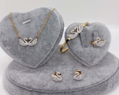 Stainless steel jewelry Necklace Earrings Ring bracelet set Wholesale
