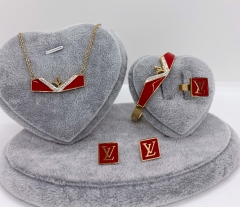 Stainless steel jewelry Necklace Earrings Ring bracelet set Wholesale