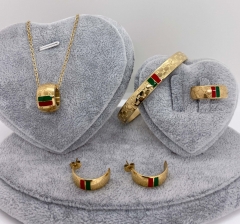 Stainless steel jewelry Necklace Earrings Ring bracelet set Wholesale
