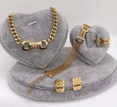 Stainless steel jewelry Necklace Earrings Ring bracelet set Wholesale