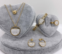 Stainless steel jewelry Necklace Earrings Ring bracelet set Wholesale