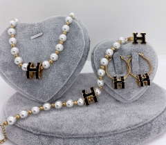 Stainless steel jewelry Necklace Earrings Ring bracelet set Wholesale