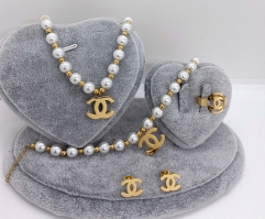 Stainless steel jewelry Necklace Earrings Ring bracelet set Wholesale