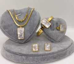 Stainless steel jewelry Necklace Earrings Ring bracelet set Wholesale