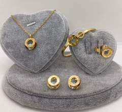Stainless steel jewelry Necklace Earrings Ring bracelet set Wholesale