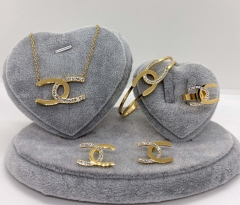 Stainless steel jewelry Necklace Earrings Ring bracelet set Wholesale