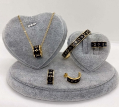Stainless steel jewelry Necklace Earrings Ring bracelet set Wholesale