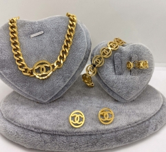 Stainless steel jewelry Necklace Earrings Ring bracelet set Wholesale