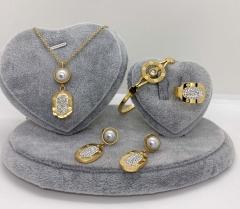Stainless steel jewelry Necklace Earrings Ring bracelet set Wholesale