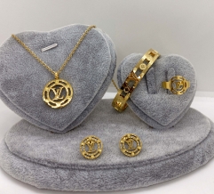 Stainless steel jewelry Necklace Earrings Ring bracelet set Wholesale