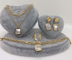 Stainless steel jewelry Necklace Earrings Ring bracelet set Wholesale